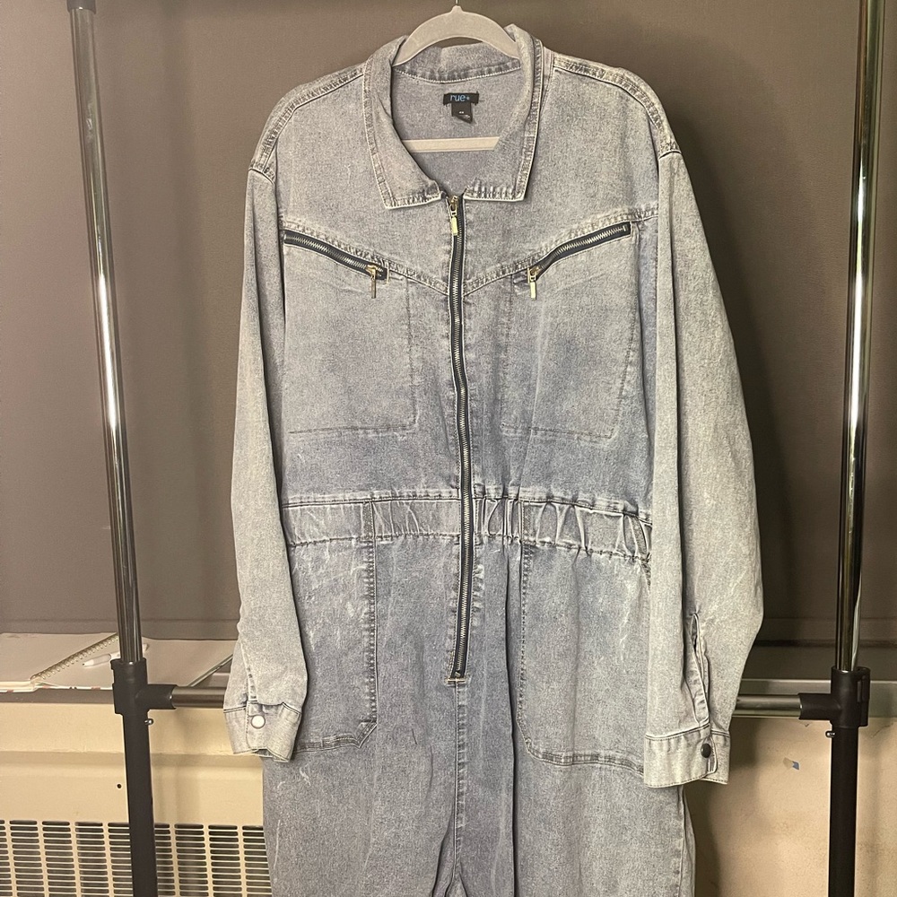 Rue21 Denim Jumpsuit Elastic Waist Size 4x In Excellent Condition!